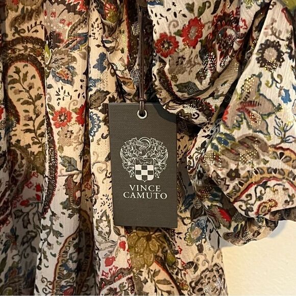 Vince Camuto Balloon Sleeve French Roast Fall Forward Blouse Top - Picture 2 of 5